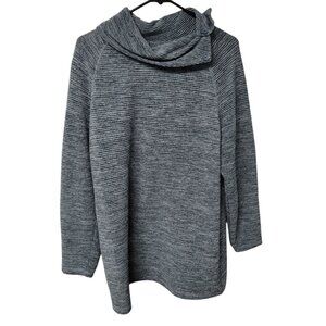 CJ Banks Sweater Cowl Neck Womens Size X Fall Cozy Gray Black
